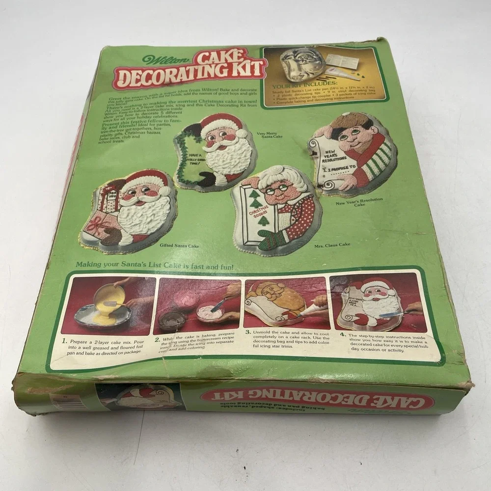 Vntg NOS 1978 Wilton Cake Decorating Kit SANTA CLAUS Pan + Directions Insert